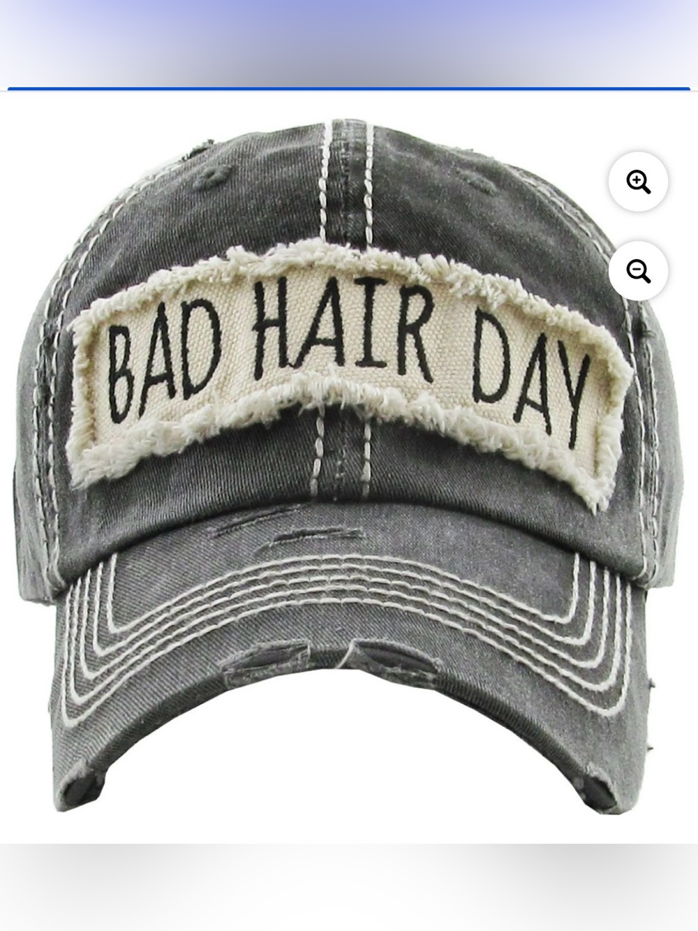 Kbethos Bad Hair Day Hat | Vintage Distressed Baseball Cap Charcoal